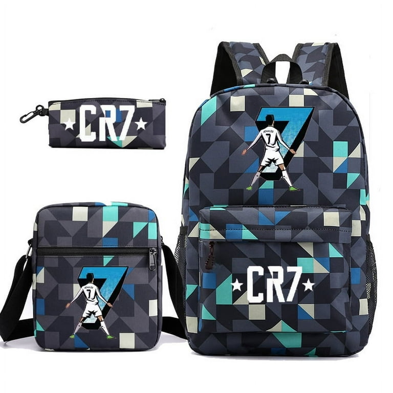 Youth CR7 Fashion Backpack Shoulder Bag Pencil Bag Children s Student School Bag 3 piece Set