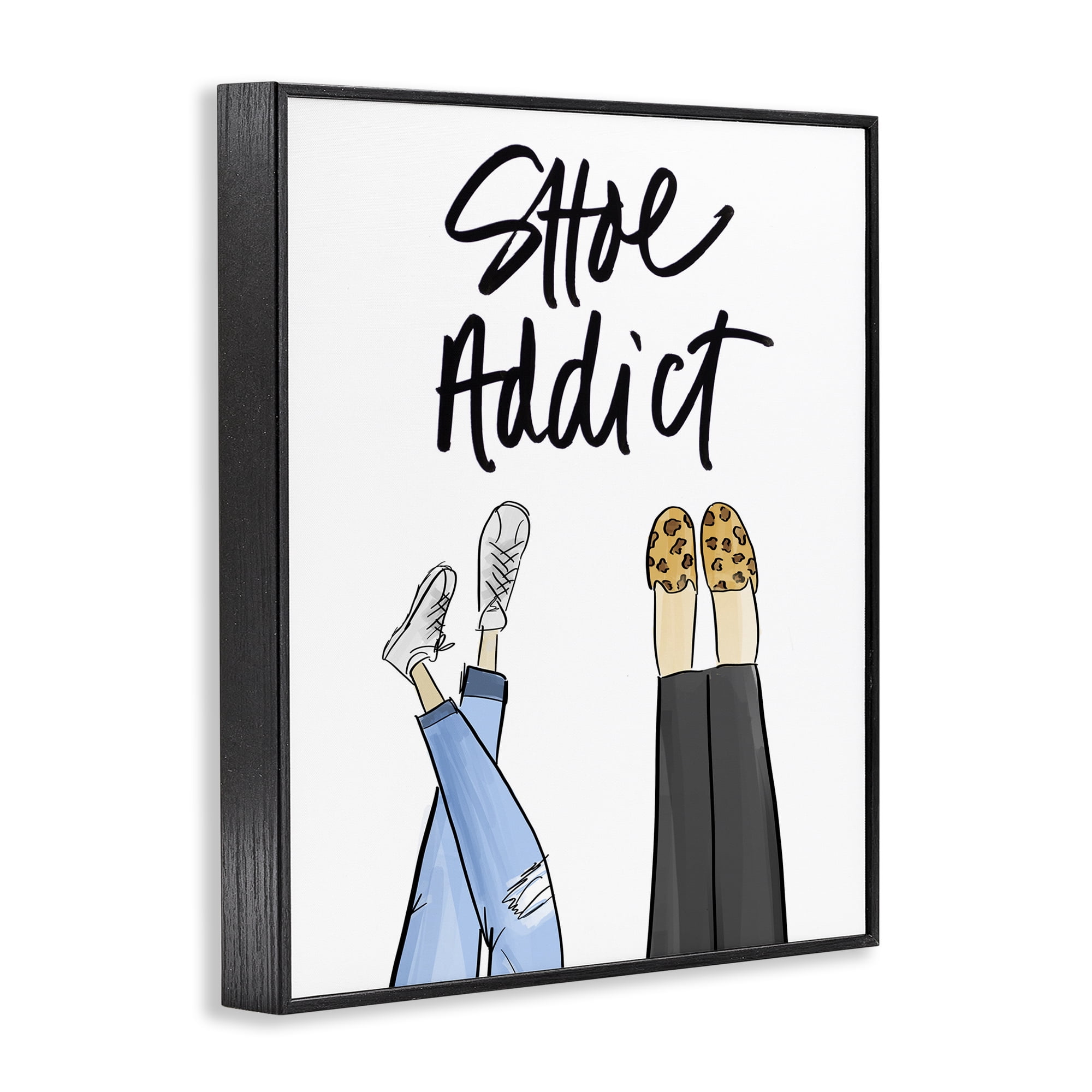 Stupell Industries Shoe Addict Phrase Beauty & Fashion Painting Black Framed Art Print Wall Art, 24 x 30