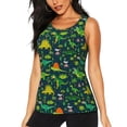 thumbnail image 3 of Goofa Dinosaurs and Tropical Leaves and Flowers Printed Womens Workout Tops for Women Sleeveless Yoga Shirts Athletic Running Tank Tops Sleeveless Gym Clothes Workout Apparel-XX-Large, 3 of 9