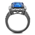 thumbnail image 1 of TK2758 - IP Light Black (IP Gun) Stainless Steel Ring with Top Grade Crystal in Capri Blue, 1 of 1