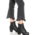 thumbnail image 5 of Angry Rabbit Women's Juniors Mid Rise Denim Frayed Studded Jeans (25, Coal Black), 5 of 5