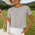 thumbnail image 5 of Kezqiaxn Clothes for Women Summer Tops Plus Size Fashion Crew Neck Short Sleeve Shirts Business Dressy Casual Work Blouses, 5 of 6