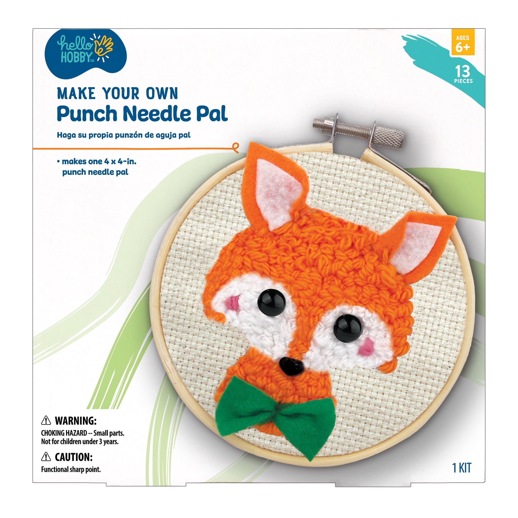 (2 pack) Hello Hobby Punch Needle Kit for Beginners & Kids, Cute Fox Embroidery Kit