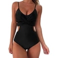 thumbnail image 2 of Ketyyh-chn99 Swim Women Bikinis for Women One Piece Swimsuit for Women Bathing Suits Cutout Adjustable Straps Ruched Swimwear Black,XL, 2 of 5