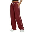 thumbnail image 2 of felwors Women Wide Leg Sweatpants Low Rise Baggy Fleece Sweatpants for Womens with Pockets 2025 Trendy Red, S, 2 of 8