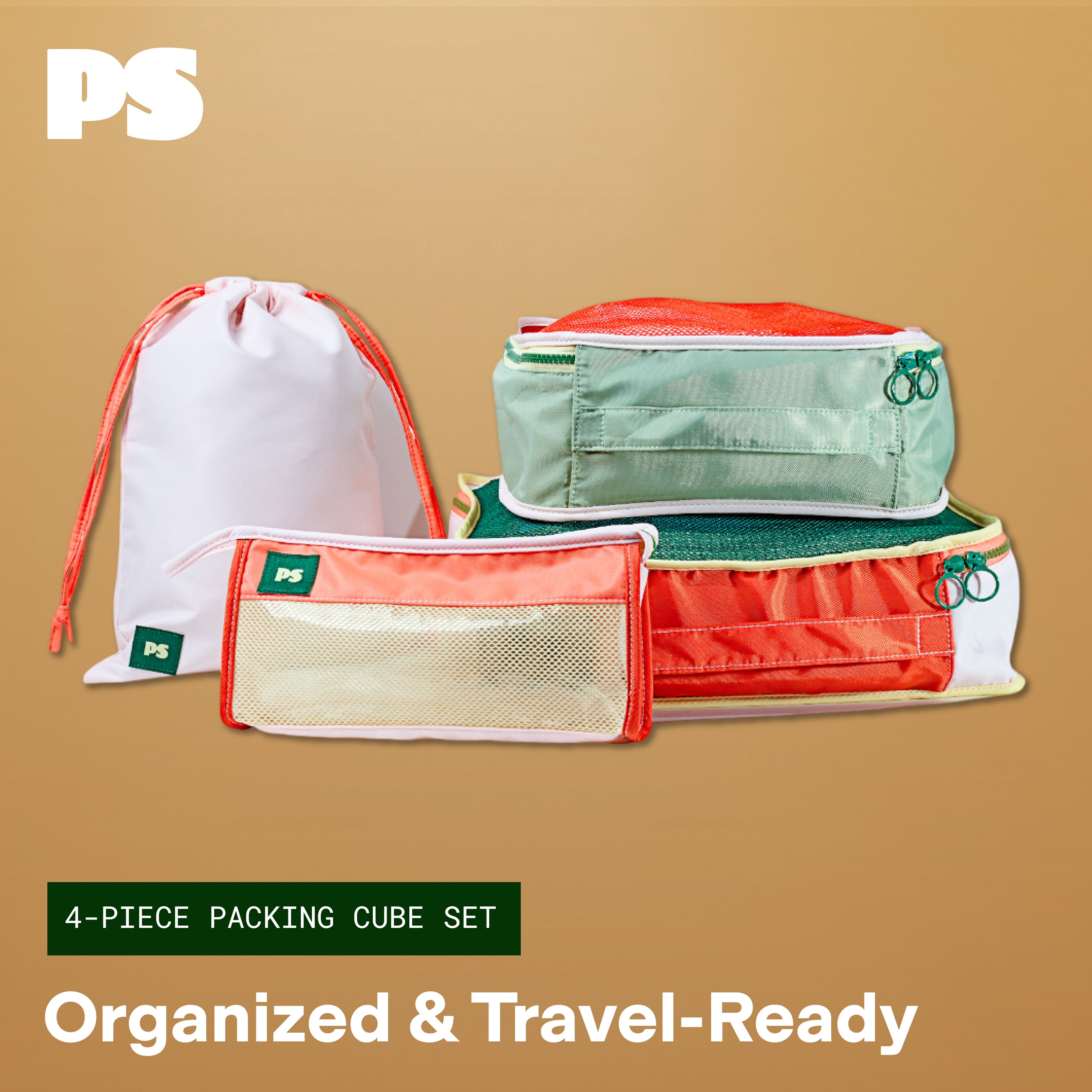 Popsugar Packing Cubes for Travel Organized Smart Zip Packing Organizers for Suitcase Luggage 4 Pack
