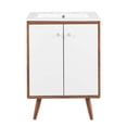 thumbnail image 5 of Modway Transmit 24.5" Modern Wood Bathroom Vanity in Walnut/White, 5 of 8