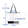 thumbnail image 2 of Muka Canvas Zippered Tote with Lining, Two-Tone Accent Gusseted Tote Bag, 15-1/2" x 12" x 3", 2 of 6