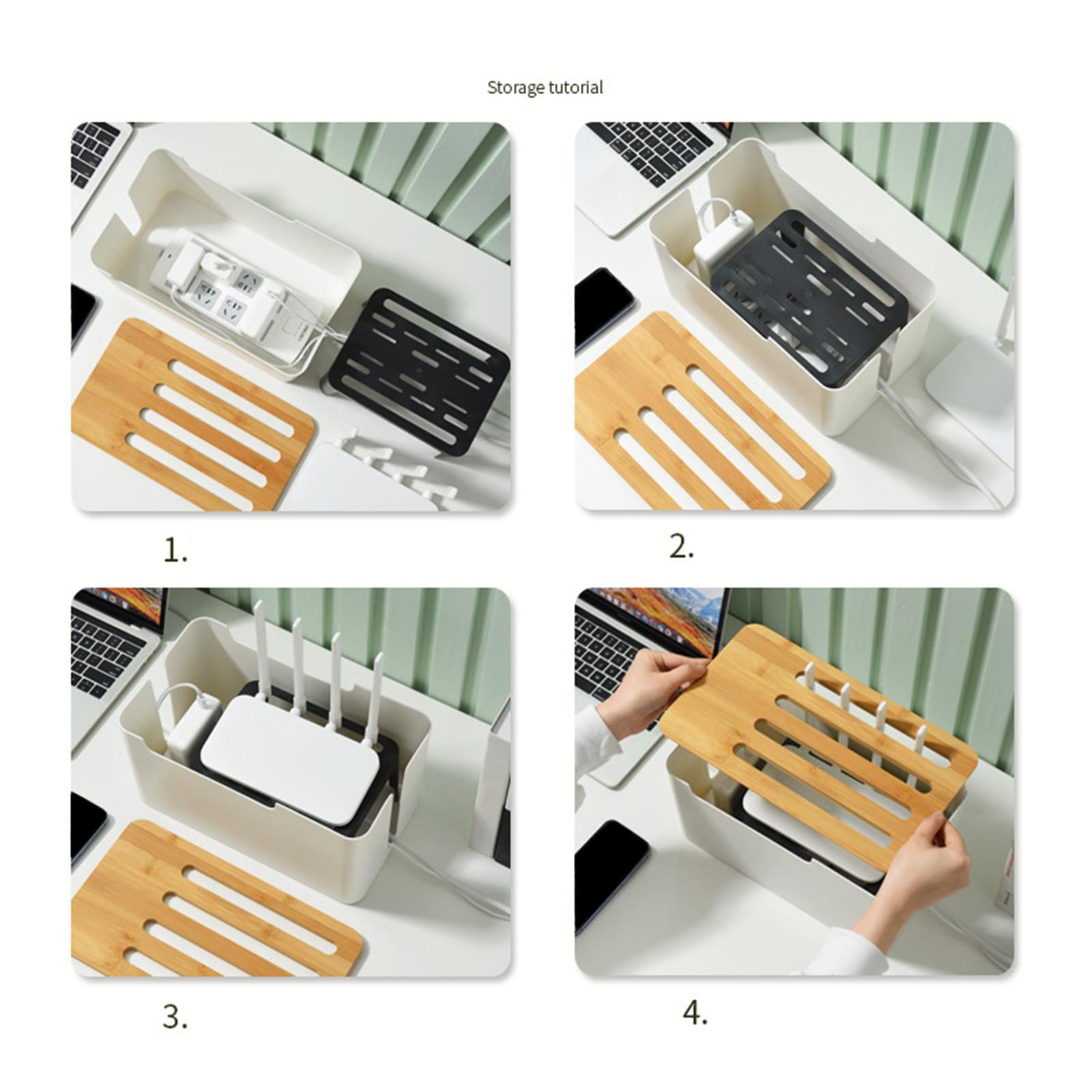 Fiocias Router Shelf Storage Case, Wire Bracket Multifunction Cable Management Organizer