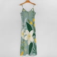 thumbnail image 5 of Delicate White Flowers Green Leaves Sleeveless Dress Women's Evening Dress Womans Clothing, 5 of 9
