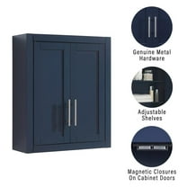 Maklaine Contemporary Engineered Wood Wall Mounted Storage Cabinet in Navy