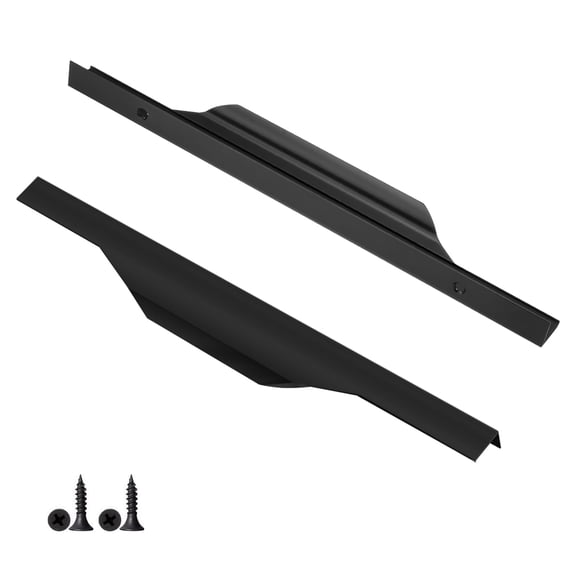 SNOMEL 2 Pieces Aluminium Alloy Finger Pulls for Cabinets, 11.8 Inch Cabinet Edge Pull Handles, Concealed Hidden Draw Pull for Wardrobe Kitchen Bathroom Drawers (Black)