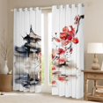 thumbnail image 2 of Manfei Watercolor Pavilion Black Out Curtains, Red Floral Curtains Pack of 2 (42x63 Each) Home Decor, Brown Red White, 2 of 6