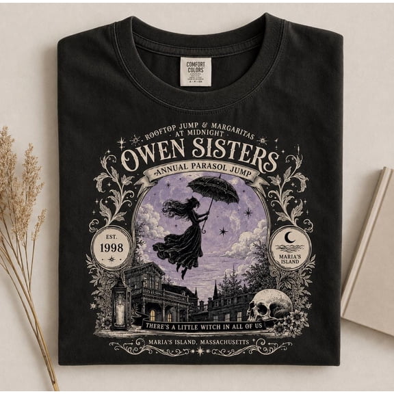 Owens Sisters Annual Parasol Jump T-Shirt, Practical Magic Witch Graphic Tee, Midnight Margaritas 90s Movie Fan Gift