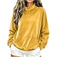 thumbnail image 2 of XUNKUSGA Mock Neck Sweatshirt Soft Velvet Sweatshirt for Women Casual Loose Pullover Top Classic Solid Color Long Sleeve Warm Fall Winter Tops for Women with Pockets M, 2 of 8