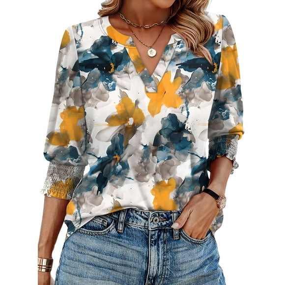 Tops WIHOLL, talla grande, primavera y verano, manga 3/4 para mujer