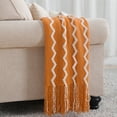 thumbnail image 4 of Bourina Fluffy Chenille Knitted Throw Blanket 50" x 60"- Cozy for Sofa, Chair, Orange, Adult, 4 of 8