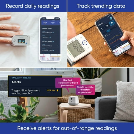 Nomo Smart Care - Smart Care Essential Care Kit - Easy set-up, real-time remote 24/7 caregiver check-in system with 911 dispatch support - Gray