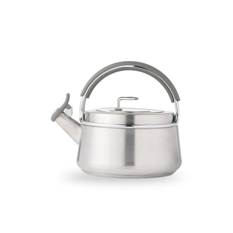 Tea Kettle - 2.5qt Whistling Tea Pots for Stove Top - Food Grade Brushed Stainless Steel Teapot - Classic Stovetop Kettle with Universal Base, Cool