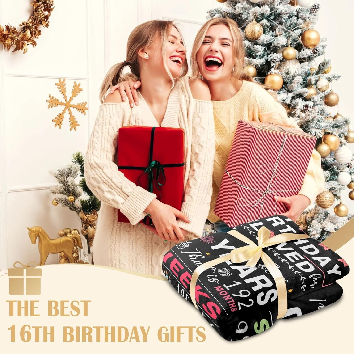 Sweet 16 Gifts for Girls, 16th Birthday Gifts for Girls, 16 Year Old Girls Birthday Gift Ideas, Gifts for 16 Year Old Girls, Teenager Girl Gift Ideas, 16 Birthday Decorations for Girls Blanket 50x60