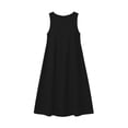 thumbnail image 7 of MaFYtyTPR Summer Denim Tank Dress for Women Trendy Solid Color Crew Neck Loose Casual Sleeveless Dresses With Pocket Black L, 7 of 7