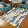 thumbnail image 3 of Modern Medieval Yellow Green Geometric Area Rugs, Abstract Nordic Art Home Decorative Rugs, Foldable Cozy Soft Living Room Decor Rug for Bedside Floor Living Room Study Room, 5x8ft, 3 of 7
