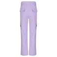 thumbnail image 7 of Staki Black Pants Girls Cargo Pants for Women High Waisted Casual Pants Baggy Stretchy Wide Leg Streetwear with Pockets(Purple,4-5 Years), 7 of 7