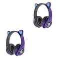 thumbnail image 1 of Kearding Auriculares con orejas de gato Auriculares inalámbricos Música Estéreo Auriculares con azules con micrófono Niños Hija fone Gamer Violeta 2piezas, 1 of 6