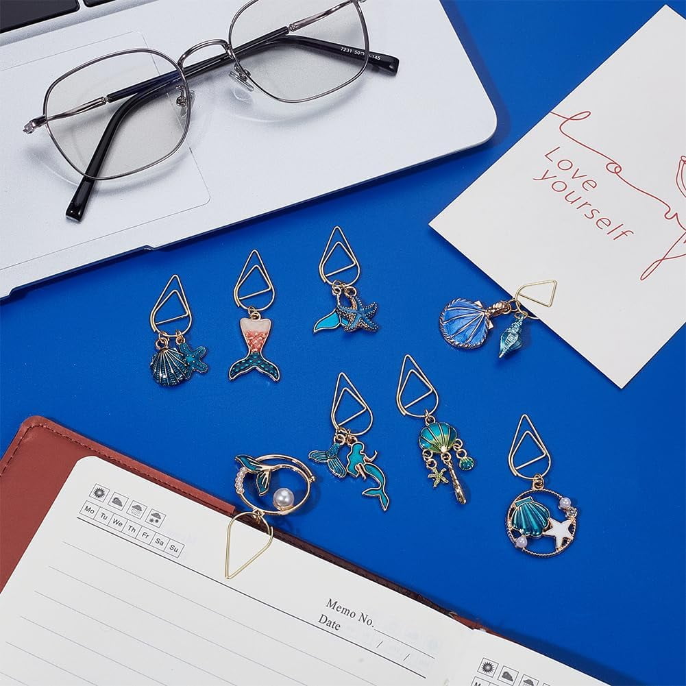 8Pcs Sakura Paperclips 1.7~2.4 Inch Alloy Pendant Paper Clips
