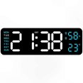 thumbnail image 1 of LED Wall Clock with Temperature Humidity Display Date and Week Function Rectangle Design Digital Alarm Timer, 1 of 5