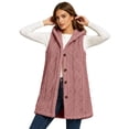 thumbnail image 3 of Jsaierl Women's Cable Knit Hooded Long Vest Button Down Sleeveless Cardigan Cozy Fall Winter Layering Outwear, 3 of 10