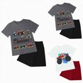 thumbnail image 4 of TOWED22 Toddler Baby Boy Clothes 2pcs Dinosaur Truck Print Short Sleeve Tee Elastic Shorts Summer Outfits(Grey,4-5 Y), 4 of 4