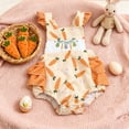 thumbnail image 6 of Tisuna Easter Summer Bodysuit For Baby Girls Cartoon Carrot Print Ruffled Sleeve Square Neck Romper Cute Soft Baby Kids Festival Jumpsuit Clothes Yellow Size 9-12 Months, 6 of 9