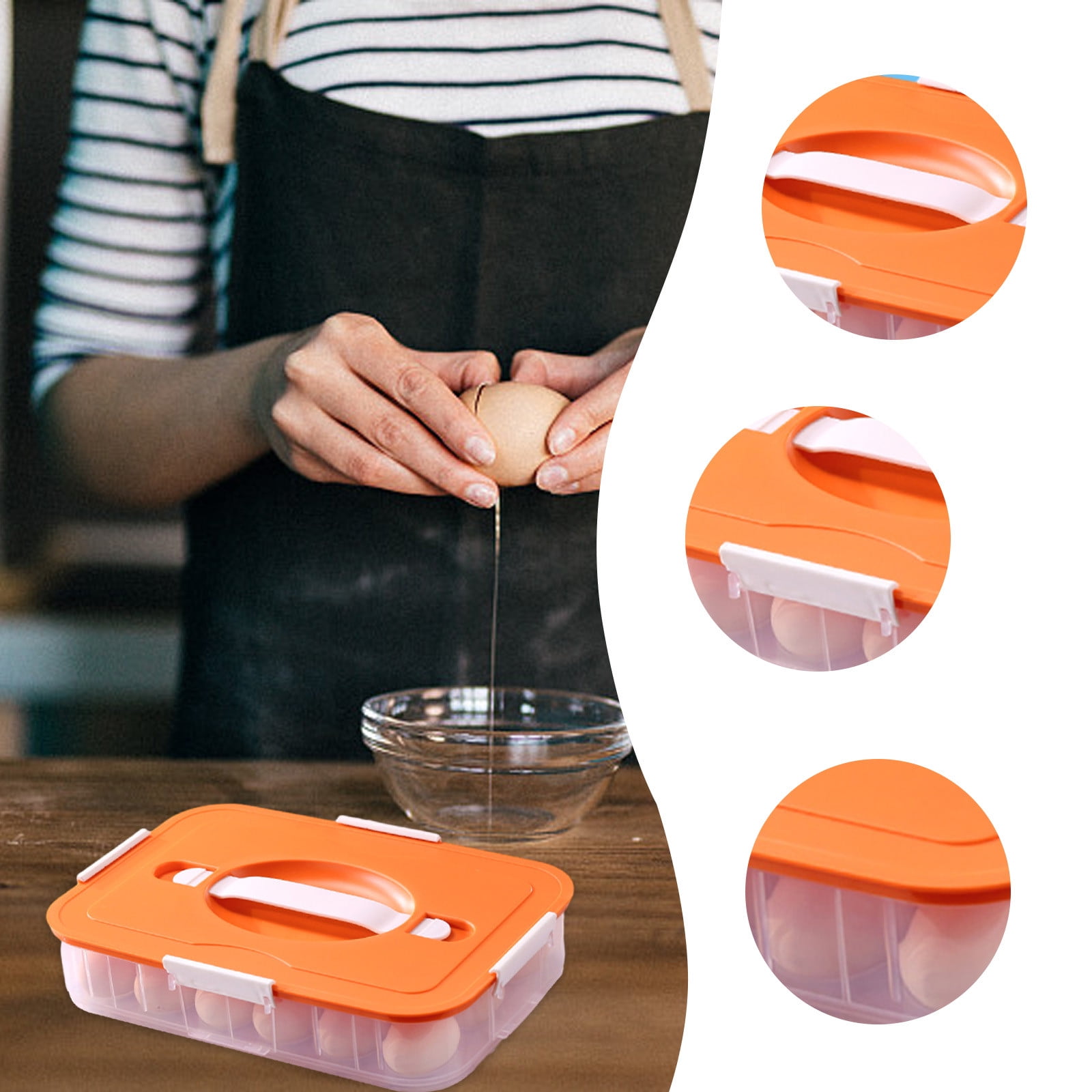 Egg Container for Refrigerator | 18 Egg Storage Organizer with Lid | Clear Plastic Egg Keeper | Stackable Fridge Organizer for Kitchen | Reusable Food Freshness Container