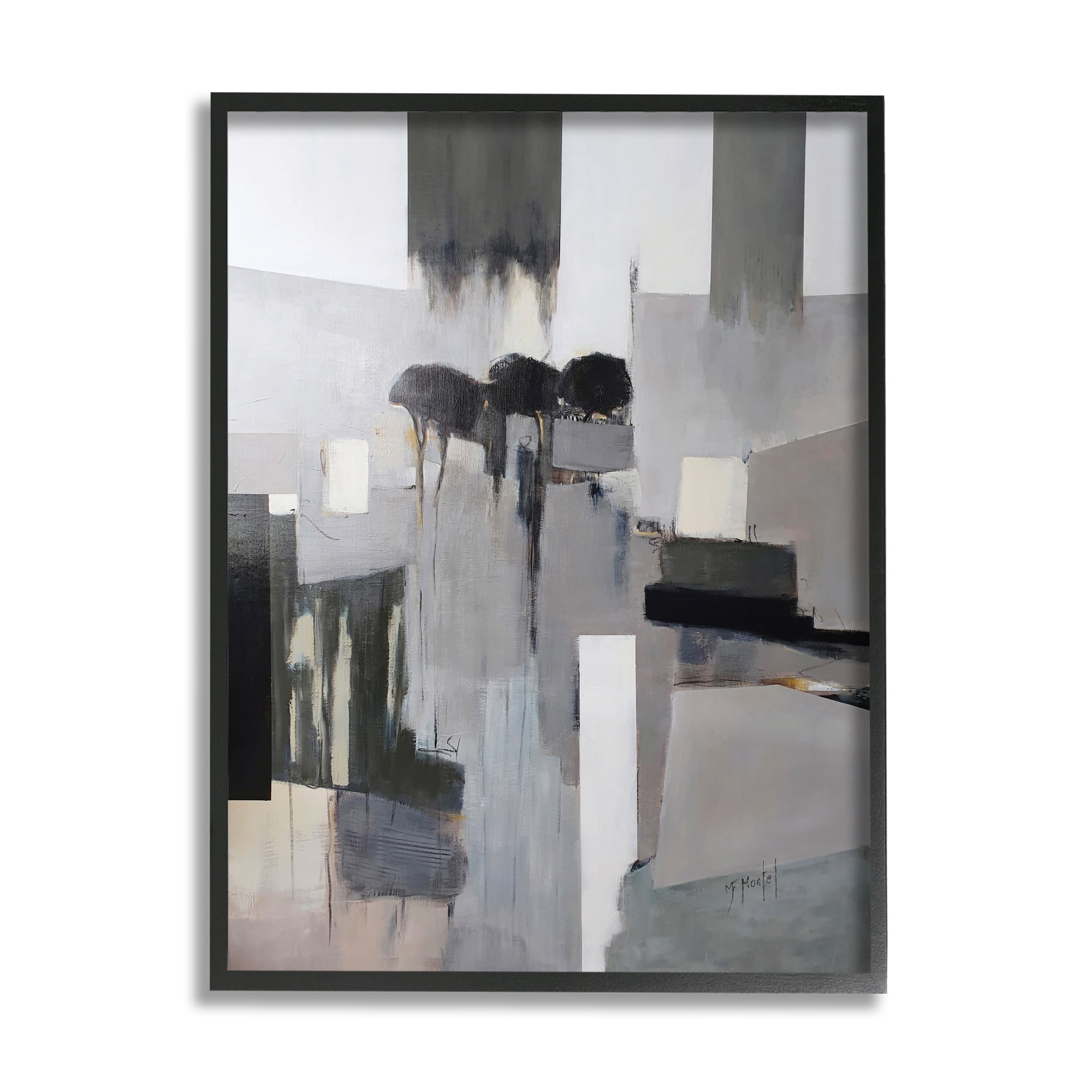 Stupell Industries Remain Standing Montel Abstract Shapes Grey Black,11 x 14,Designed by Fanou Montel