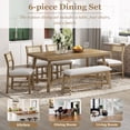 thumbnail image 4 of PORKISS 6-Piece Dining Room Set, Farmhouse Dining Table Set with Bench and 4 Upholstered Chairs, Natural, 4 of 11