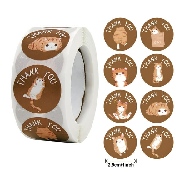 CCOCC Sticker 1.0in 500Pcs/Roll for Creative Cat Sticker Thank You Sealing Sticker Label