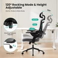thumbnail image 4 of Atilioo Office Chair, Ergonomic Computer Desk Mesh Chair with Up&Down Lumbar Support, Headrest, Adjustable Swivel High-Back Chair with Flip-up Armrests, Gray, 4 of 7