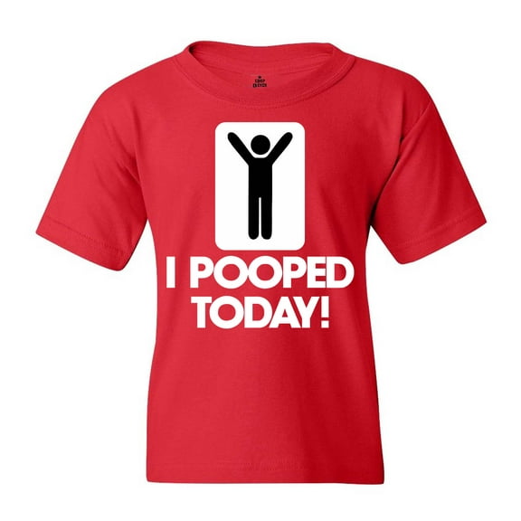 Shop4Ever Kids I Pooped Today Funny Poop Graphic Child's Youth T-Shirt Large Red