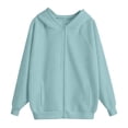 thumbnail image 5 of ZOYOEN Girls Hoodie with Pocekts- Long Sleeve Loose Fit Casual Lightweight Zip Up Kids Fall Jacket Light Blue Size 12, 5 of 6