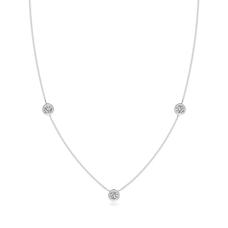 ANGARA Natural Bezel-Set Diamond Chain Necklace in 14K White Gold for Women (Size-4.1mm| Color-K| Clarity-I3) | April Birthstone, Anniversary, Jewelry Gift for Women | Natural Diamond Necklace