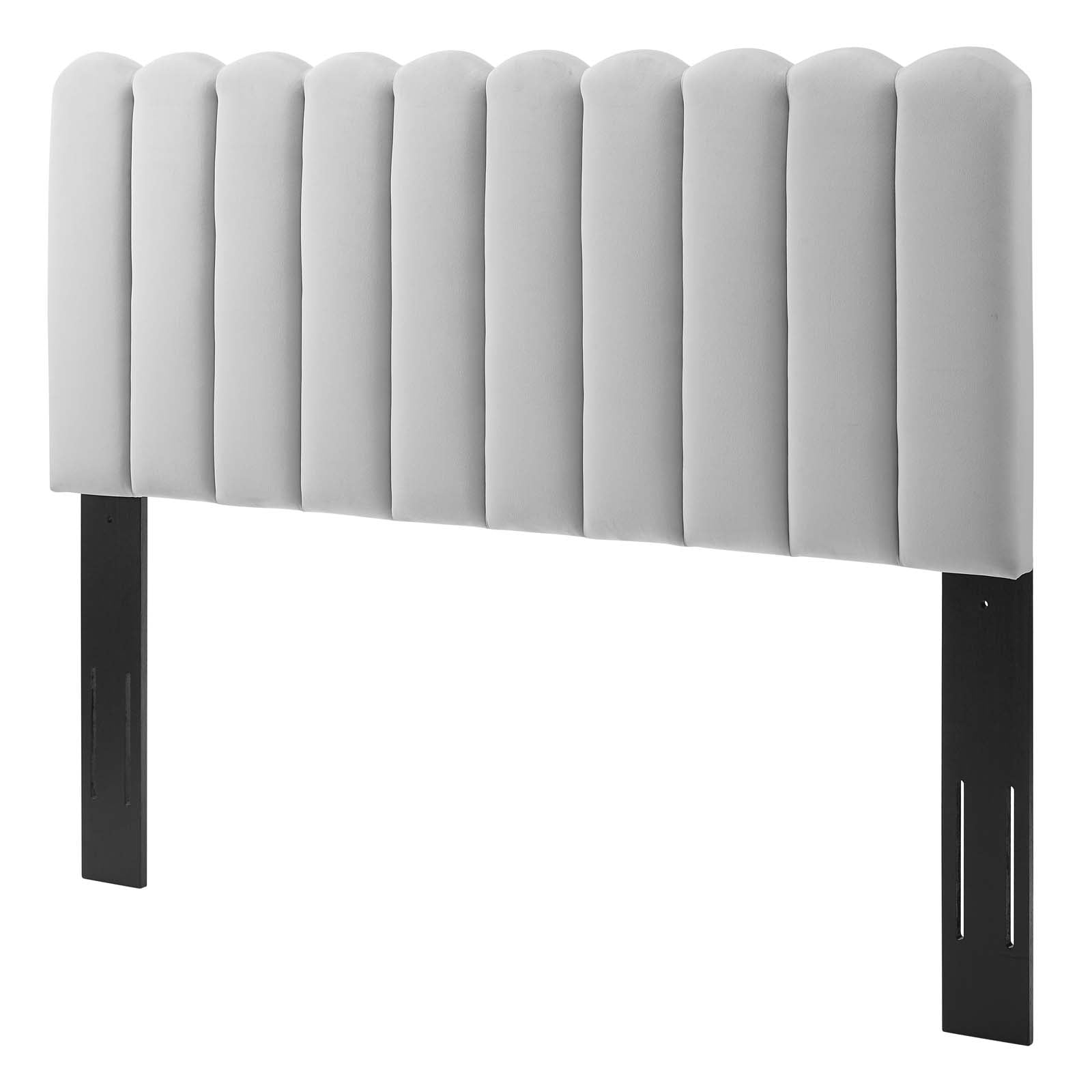 Headboard, Twin Size, Velvet, Light Grey Gray, Modern Contemporary