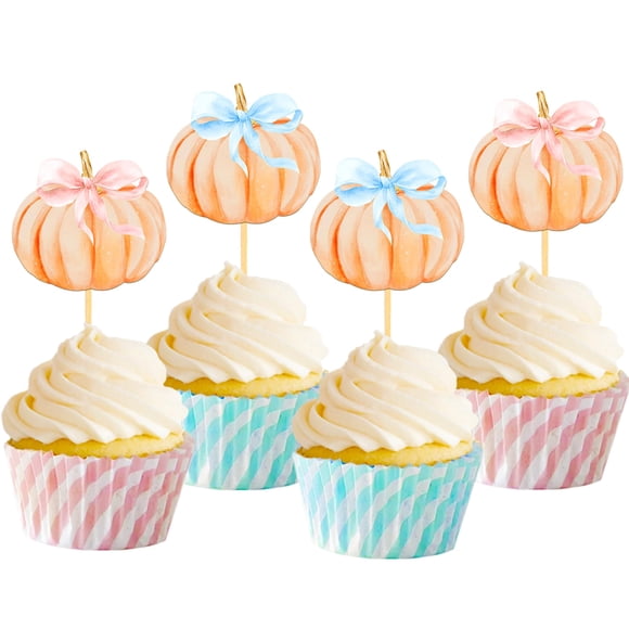 Cupcake Toppers Aukolass Pumpkin Thanksgiving Party x24