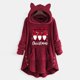 thumbnail image 2 of Trajes Navideños Para Mujer Abrigo de Felpa de Invierno Impresión Informal Orejas de Gato Top de Manga Larga Con Capucha Odeerbi ODB203390, 2 of 4