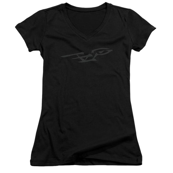 Star Trek Bushwork Enterprise Junior Women's V-Neck T-Shirt Black