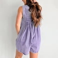 thumbnail image 6 of AWXNJUX Jumpsuits for Women Womens Casual Sleeveless Tie Front Denim Romper Overall Shorts Summer Jean Romper with Pocket Romper Combinaison Femme (Purple,XL), 6 of 6