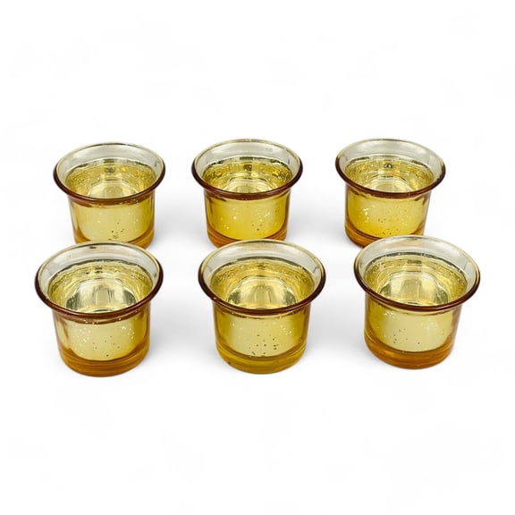 Hosley Set of 6 Gold Glass Tealight Candle Holders for Table Centerpieces