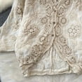 thumbnail image 4 of Openwork V Neck Cotton Blend Kimono Top Lightweight Airy Cover Up For Travel Or Music Festivals, 4 of 8