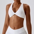 thumbnail image 2 of Wang6 Womens Wireless Sports Bras Seamless Twist Bras Racerback Running Gym Yoga Fitness Cropped Tank Tops White L, 2 of 7