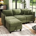 thumbnail image 4 of BedLuxury 84” Modular Sectional Sofa with Moveable Storage Ottoman, Cloud Couch Seats 4, Modern Living Room Furniture, Chenille Green, 4 of 11